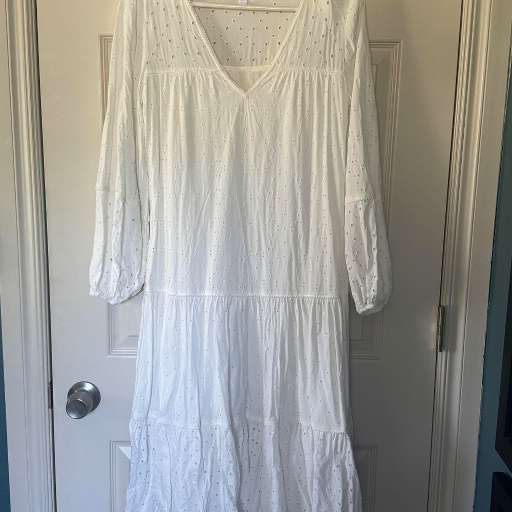 White Eyelet Boho Chic Tiered Summer dress by The White Company Small